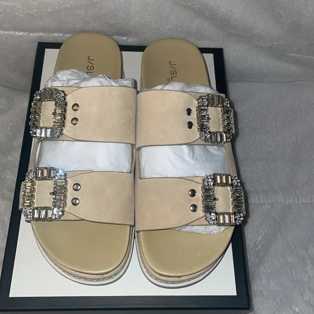 NWT J/SLIDES RICE Sand Suede Sandal - Picture 8 of 15